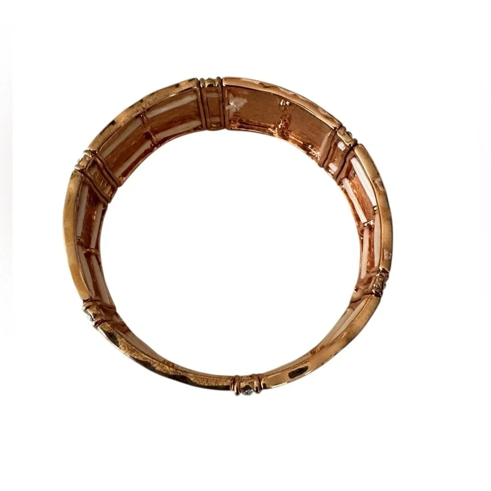 Women's Rose‎ Gold-Toned Bangle Bracelet with inlay Rhinestones Chunky Y2K Retro